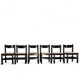 Rare dining set / Italy / 1970s / solid black painted wood / 6 x chair / matching table