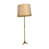 Lampadaire tripode en laiton torsadé