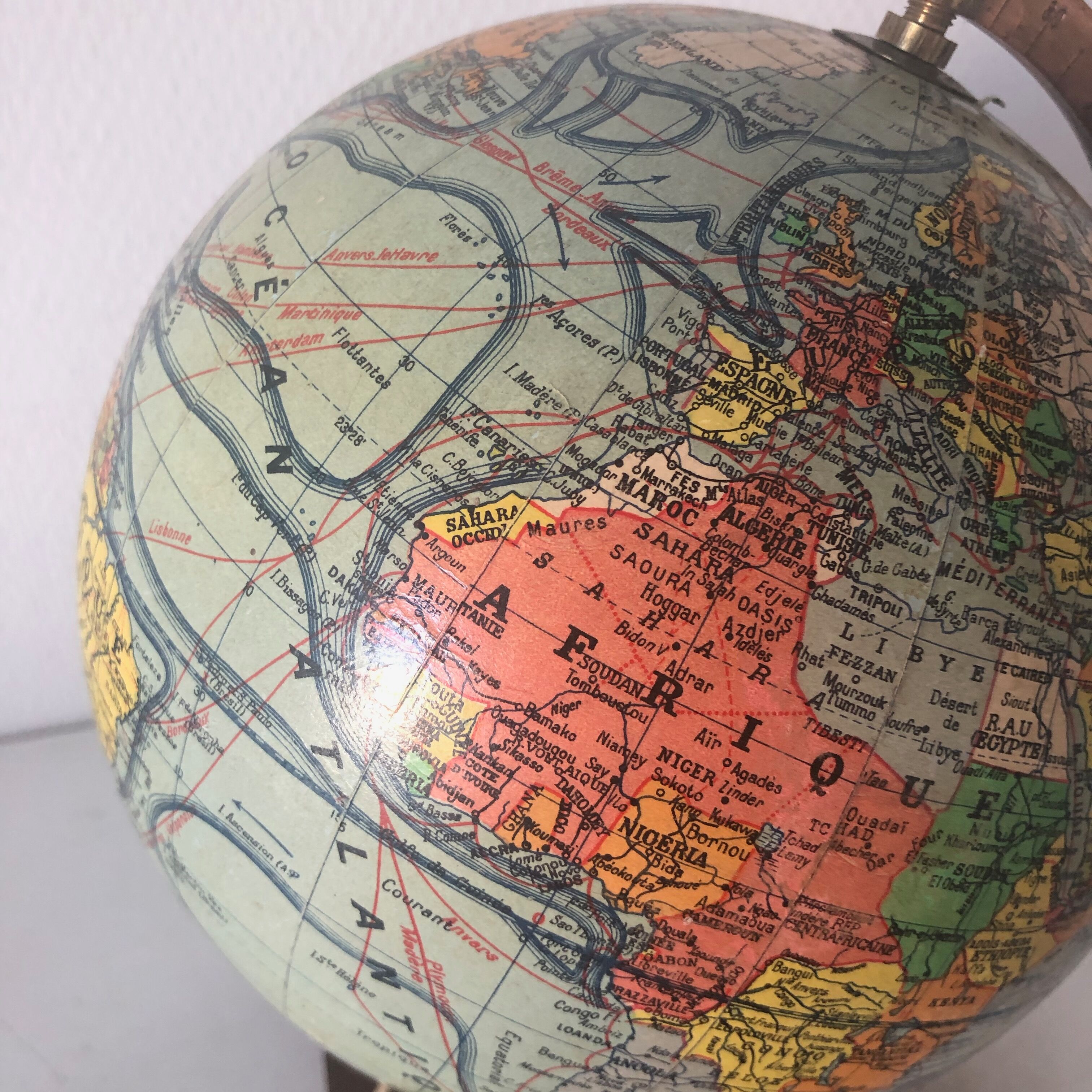 Globe terrestre girard barrère verre vintage 1960