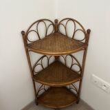 Corner bedside tables in rattan