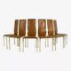 Set of 6 brass and leather chairs, Italian design from the 70s