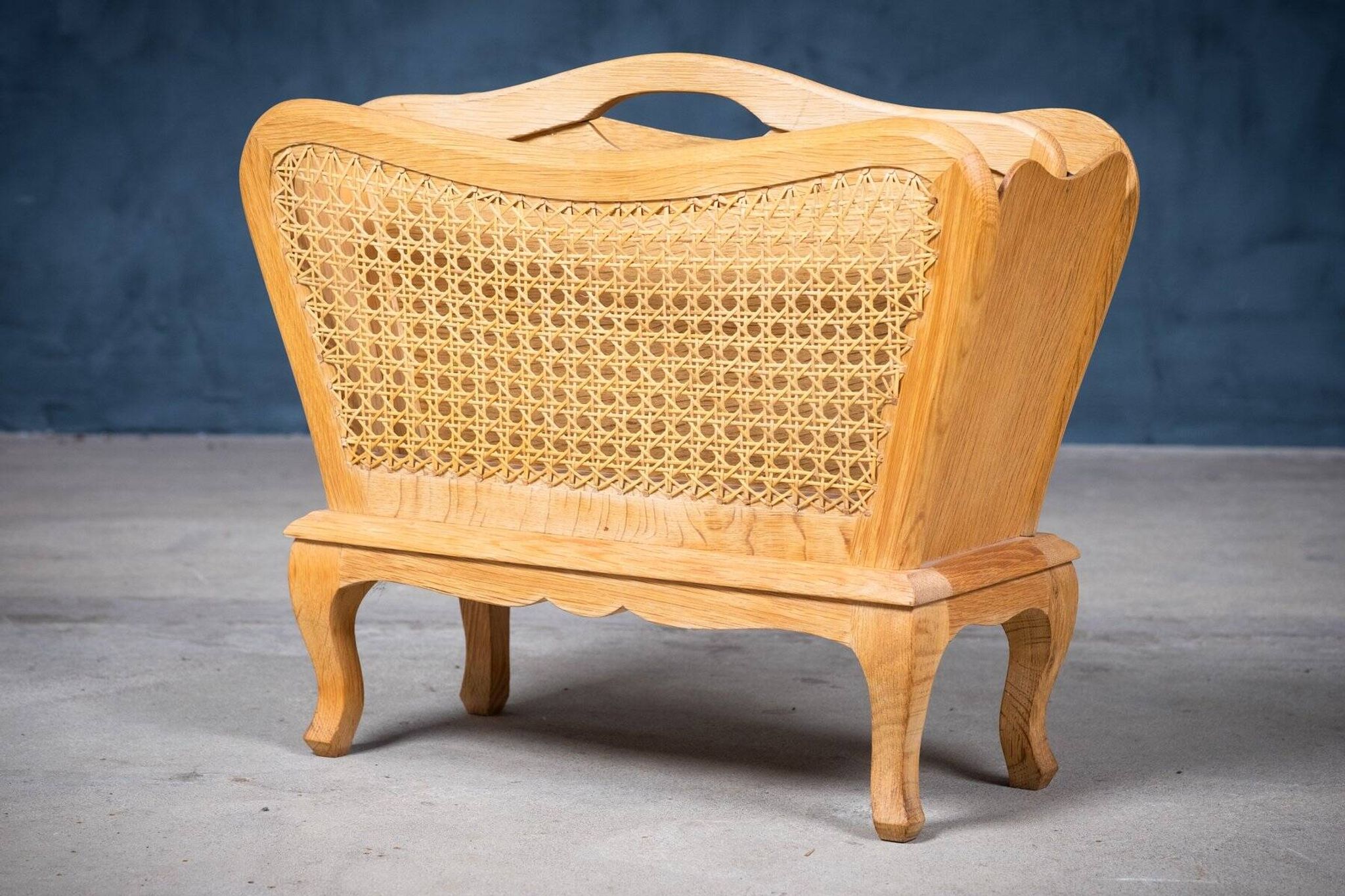 Magazine Rack in Oak and Rush, Denmark, 1960s