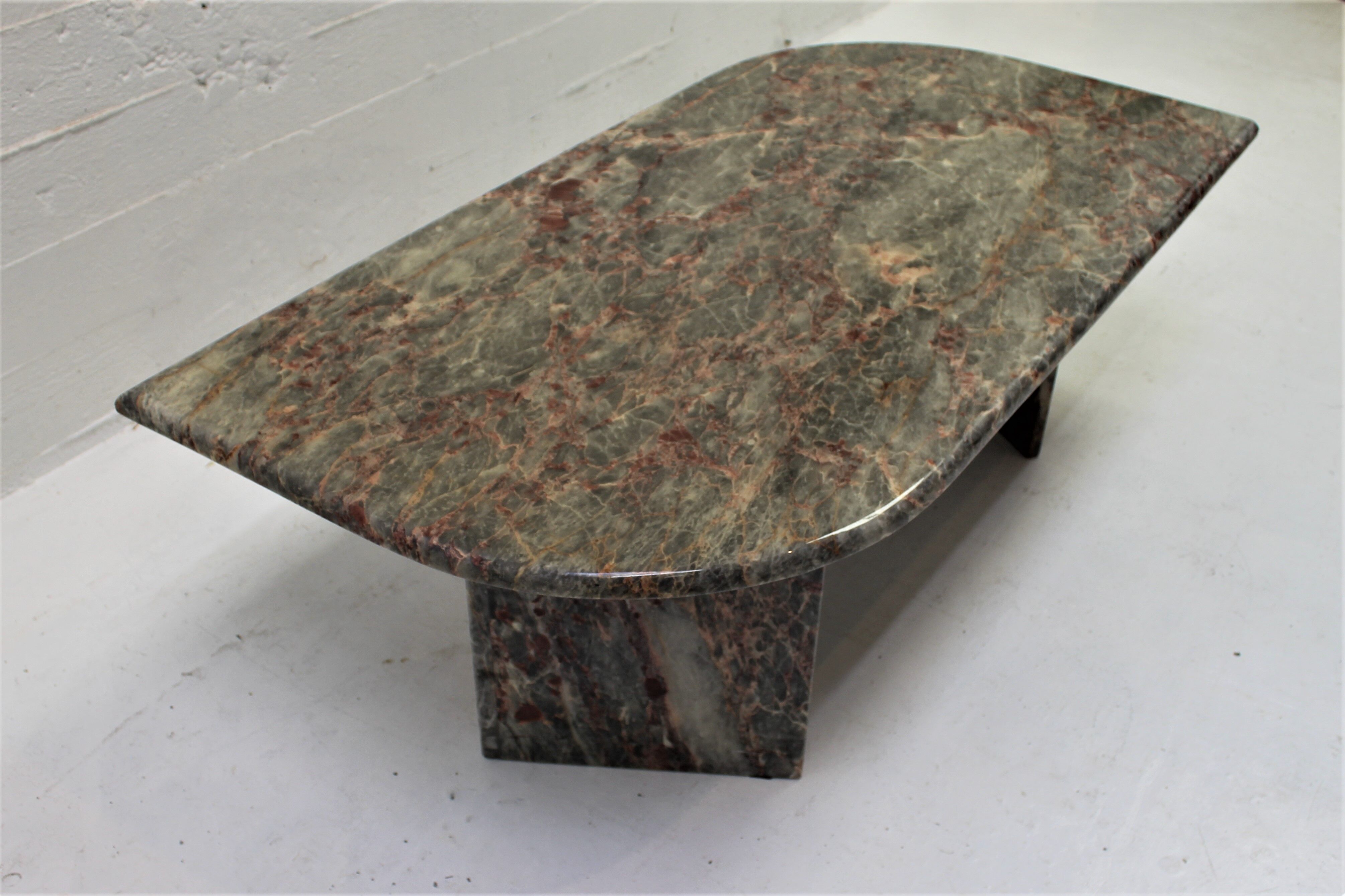 Vintage green and red marble coffee table