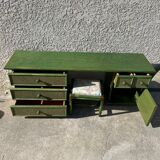Rattan and green wicker dressing table