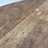 Round table at 2 vintage wood rabats