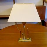 Hollywood regency Boho regency skyscraper table lamp in brass and lucite, 1970s
