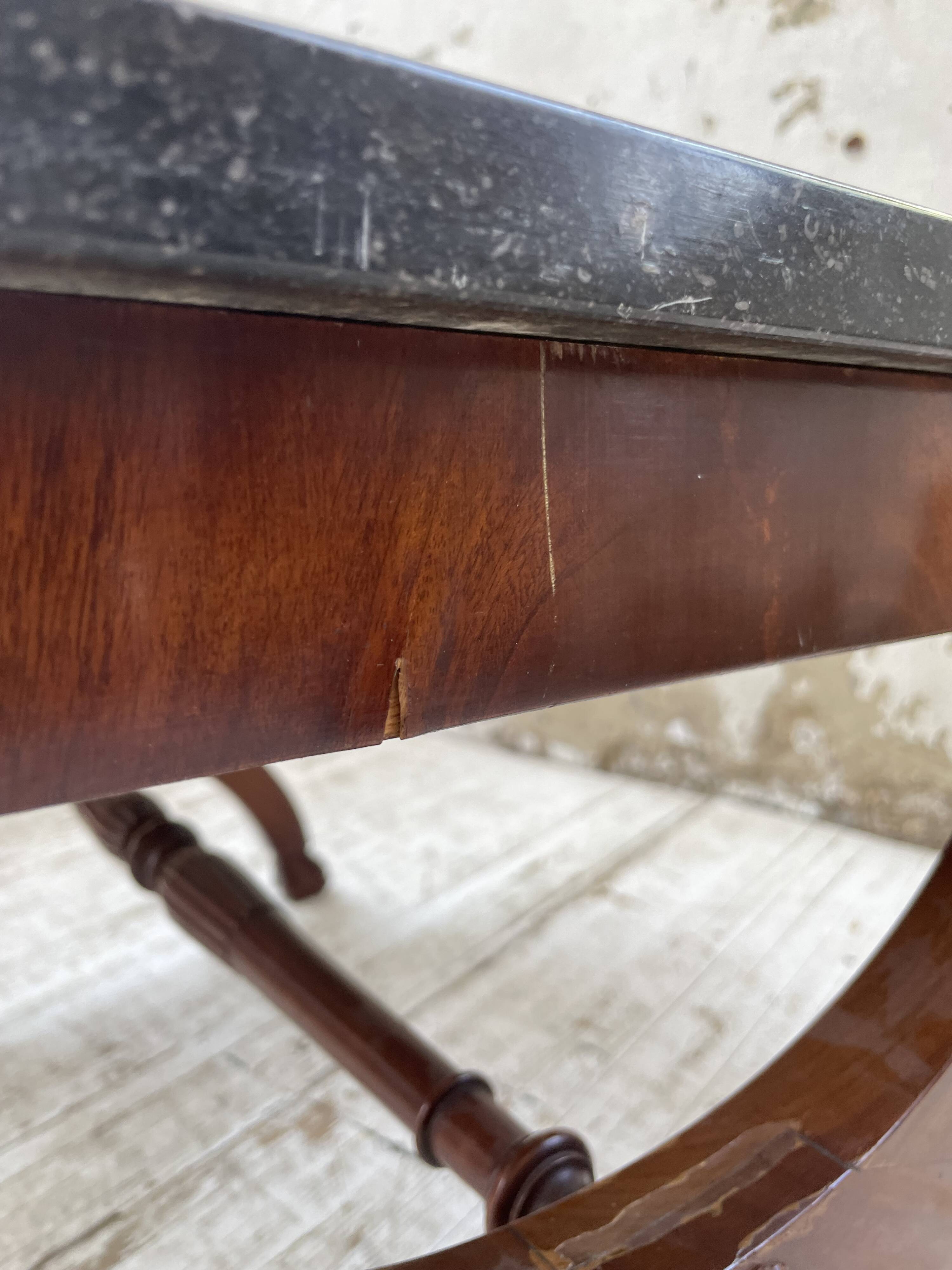 Empire style marble and mahogany coffee table