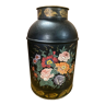 Boîte à thé XXL en métal tôle peinte décor de fleurs