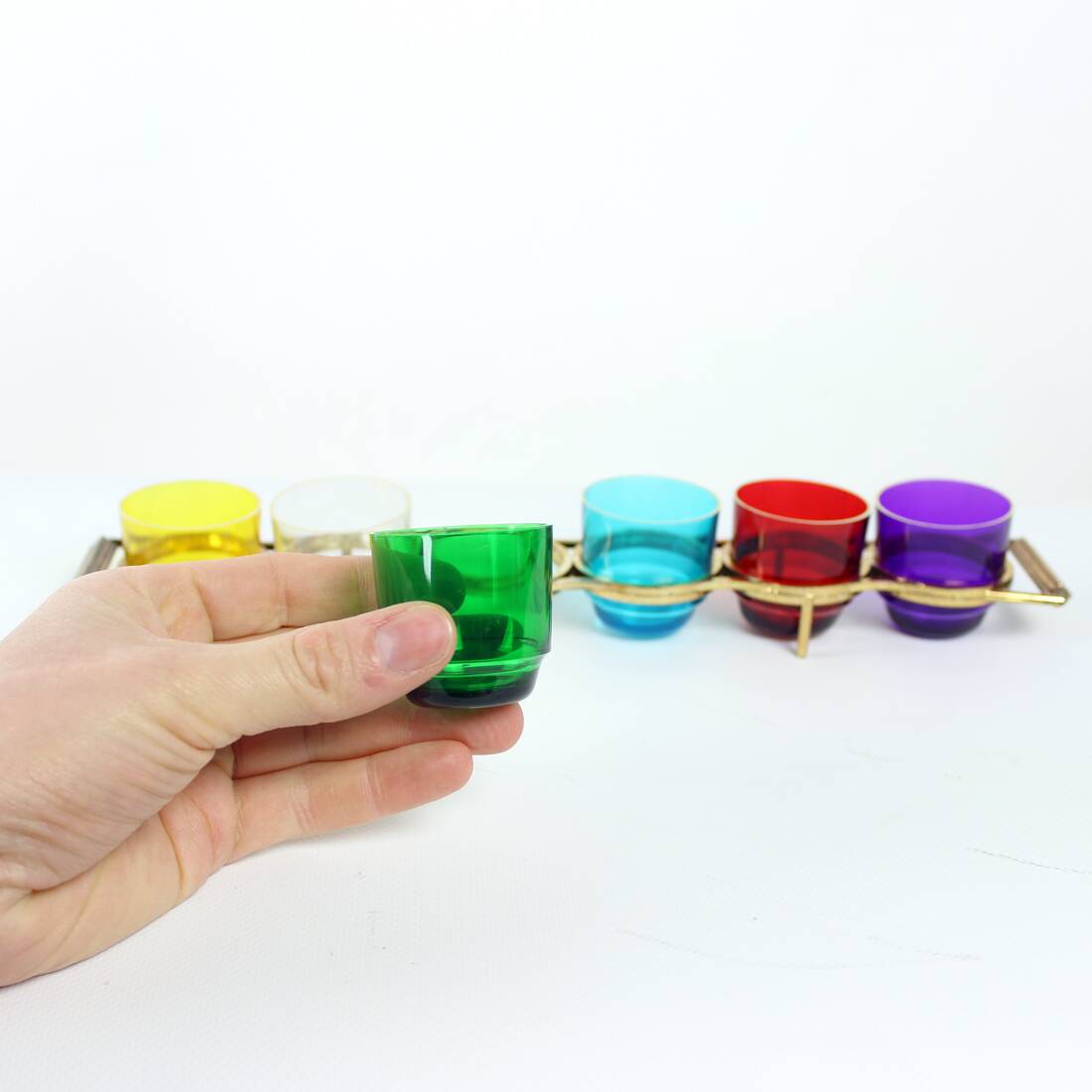 Shots vintage de liqueur arc-en-ciel, Tchécoslovaquie 1960