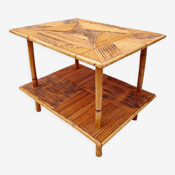 Rattan marquetry coffee table