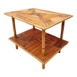Rattan marquetry coffee table