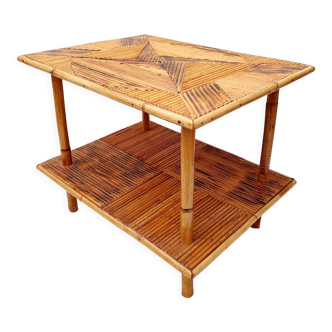 Rattan marquetry coffee table