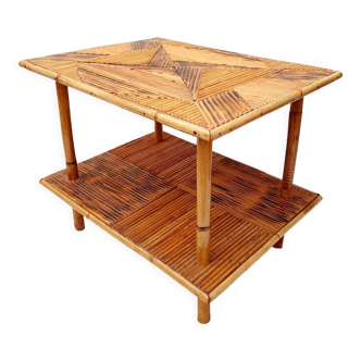 Table basse en marqueterie de rotin