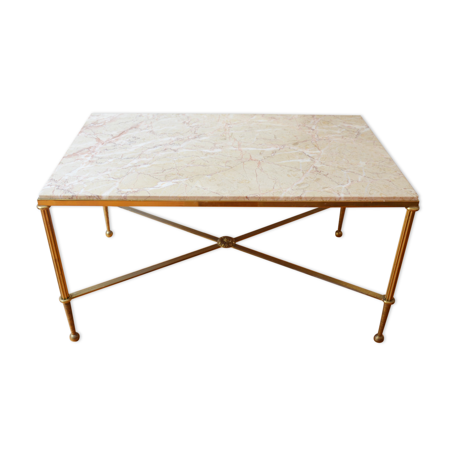 Marble and brass coffee table 60s