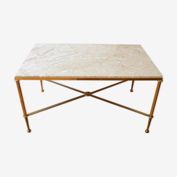Marble and brass coffee table 60s