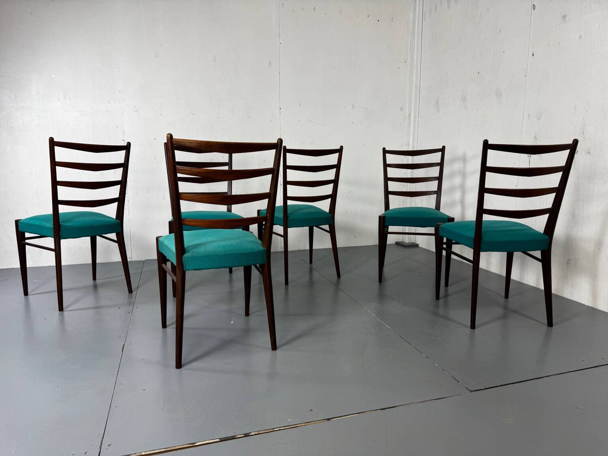 Mid-century modern Danish teak dining chairs from the 1950s, set of 6.