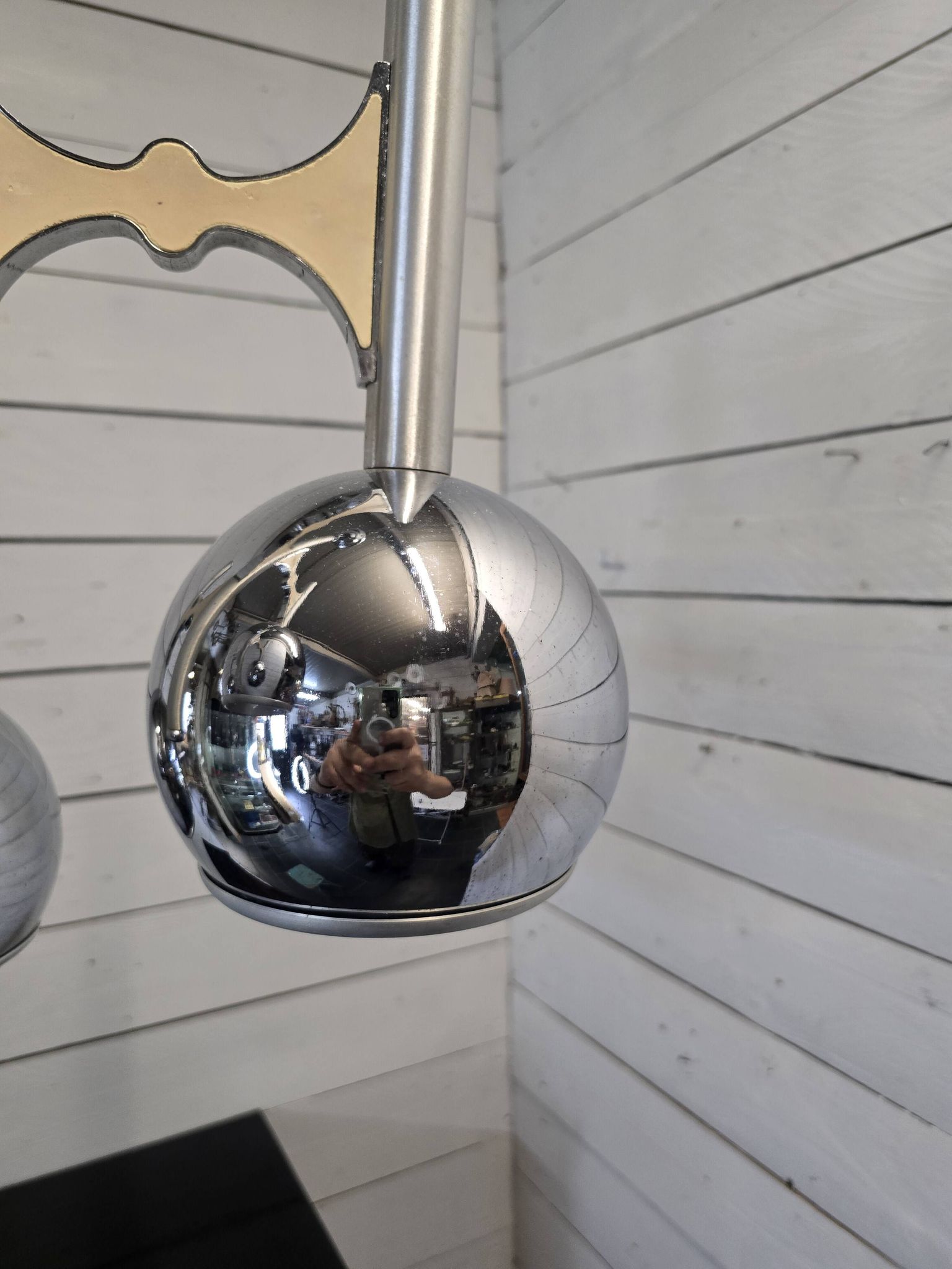 Vintage 3-light chrome metal chandelier