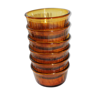 Set of 6 Duralex Ramekins amber color