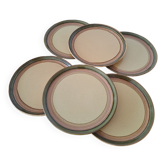 6 vintage green stoneware and enamel plates