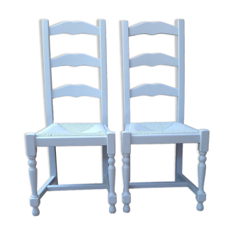2 old straw chairs refurbished