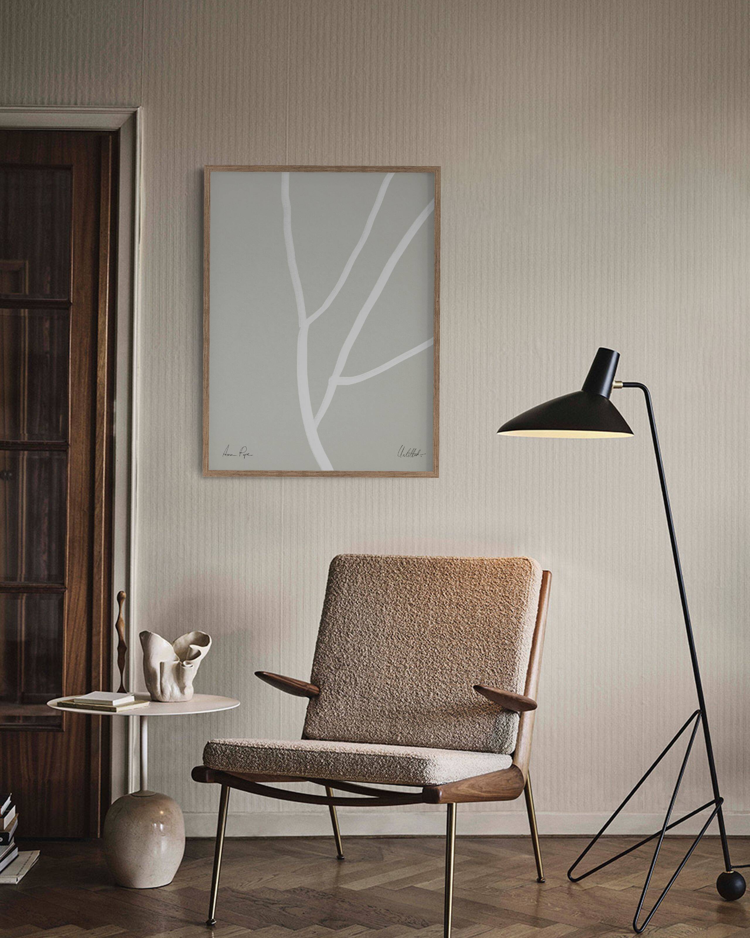 Botanical illustration white lines 50x70cm