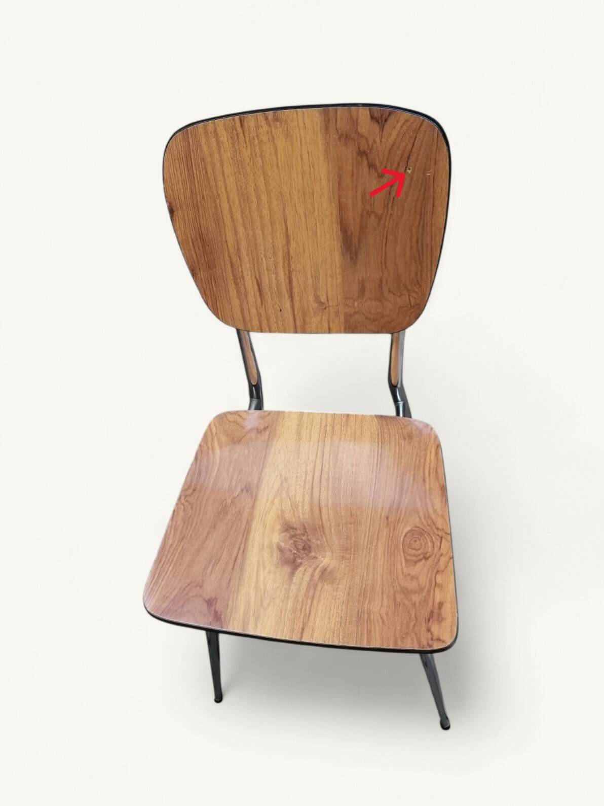 Pair of Vintage Chrome and Wood Chairs - 1980s - Formica