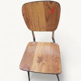 Pair of Vintage Chrome and Wood Chairs - 1980s - Formica