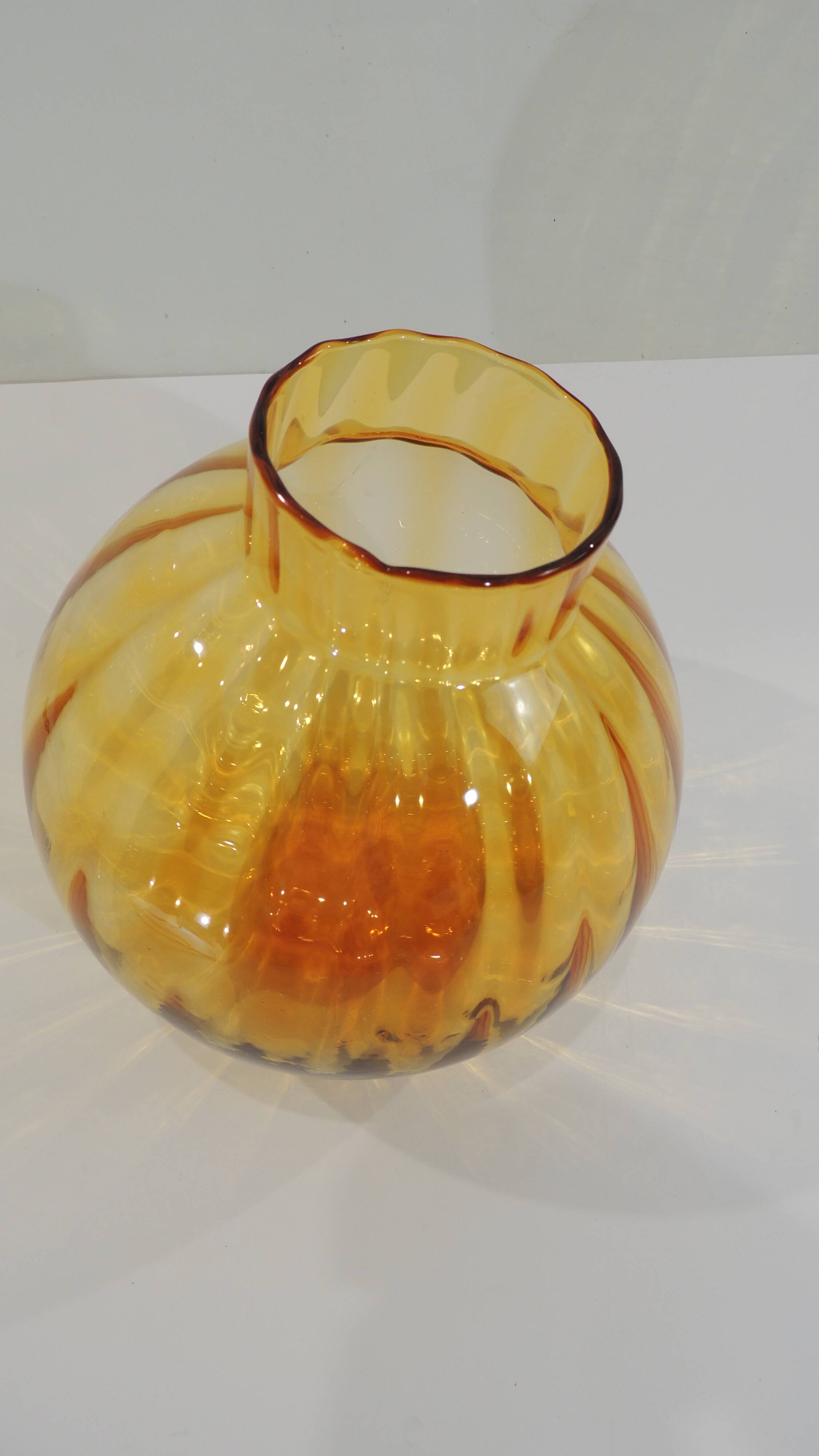 Slanted/Vintage Amber Glass Vase