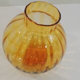 Slanted/Vintage Amber Glass Vase