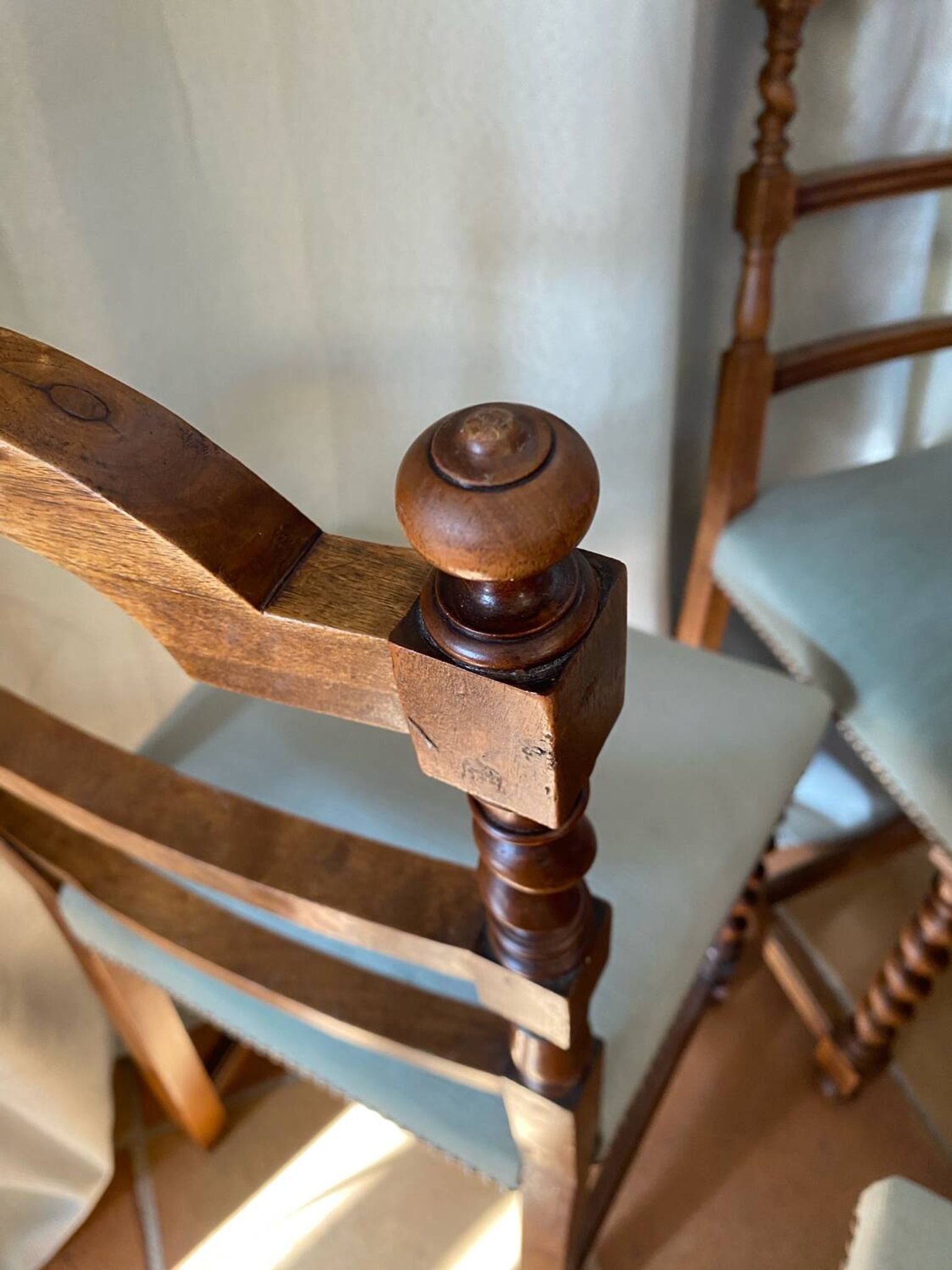 Six turned wooden chairs