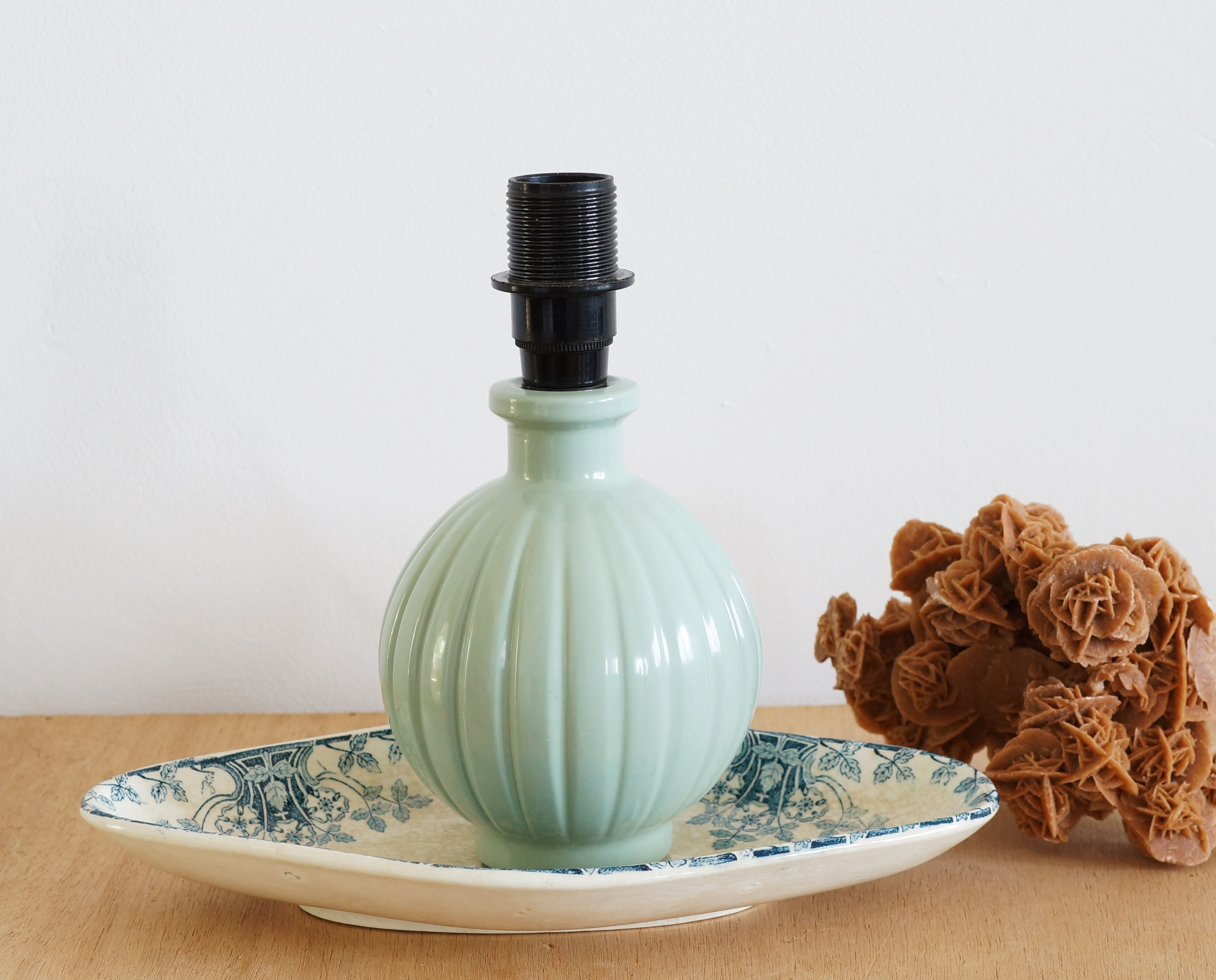 Lamp foot, old painted glass bottle