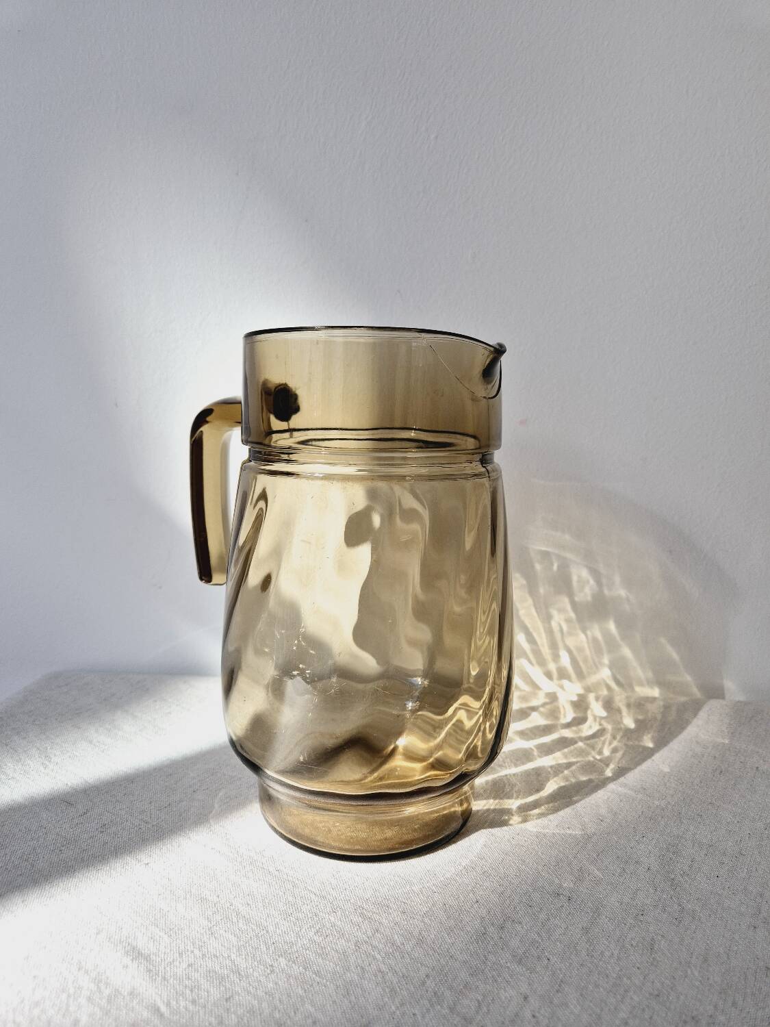 Amber Glass Carafe with Pour Spout - Lever Vintage