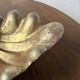 Immense wooden plate 1900 shell with golden patina