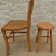 Set chair and stool in solid wood in its patina