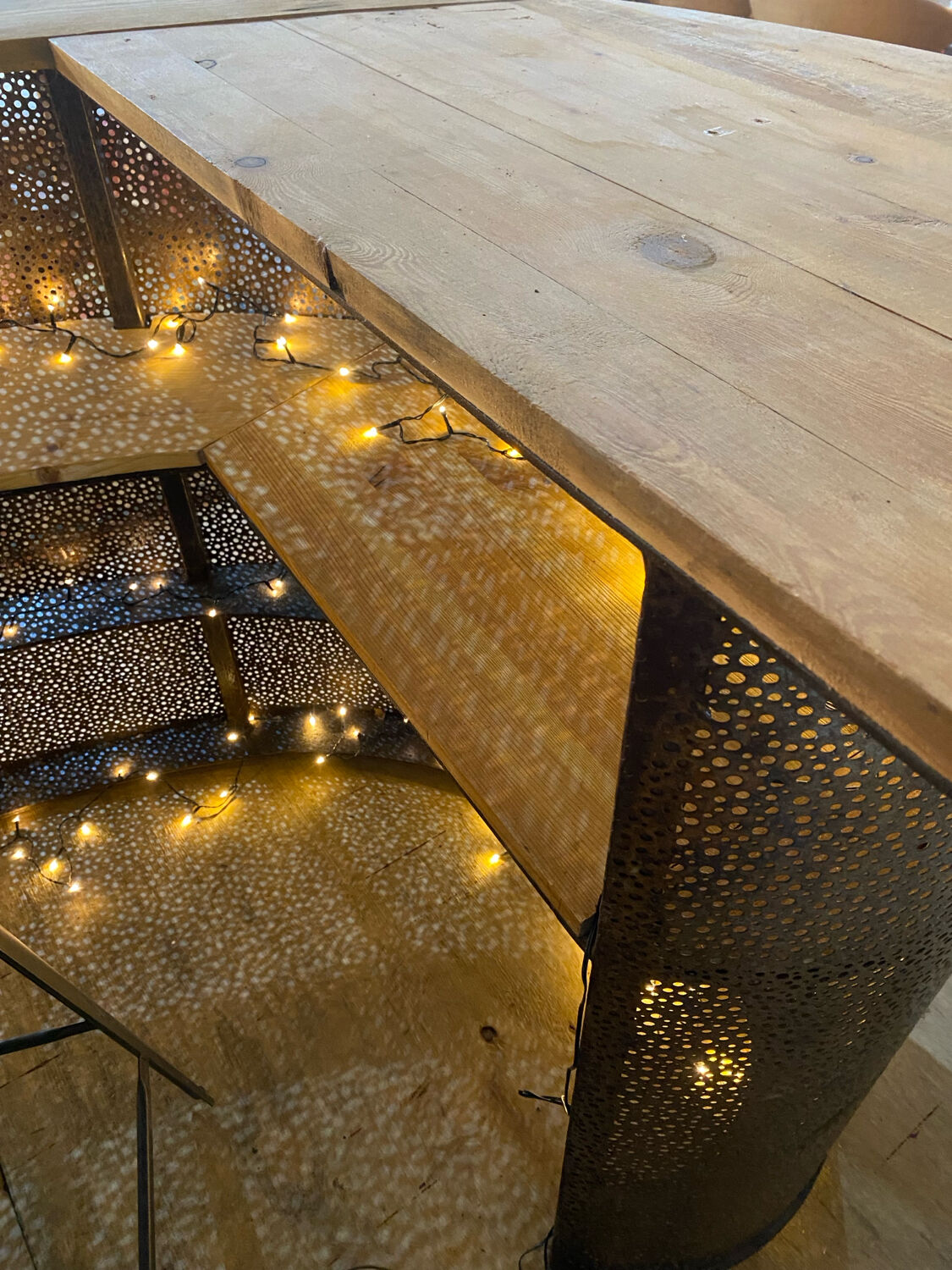 Iron and wood bar counter