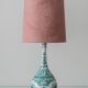 Vintage Royal Delft Ceramic Table Lamp, Rare Teal Delvert Glaze, New Lampshade