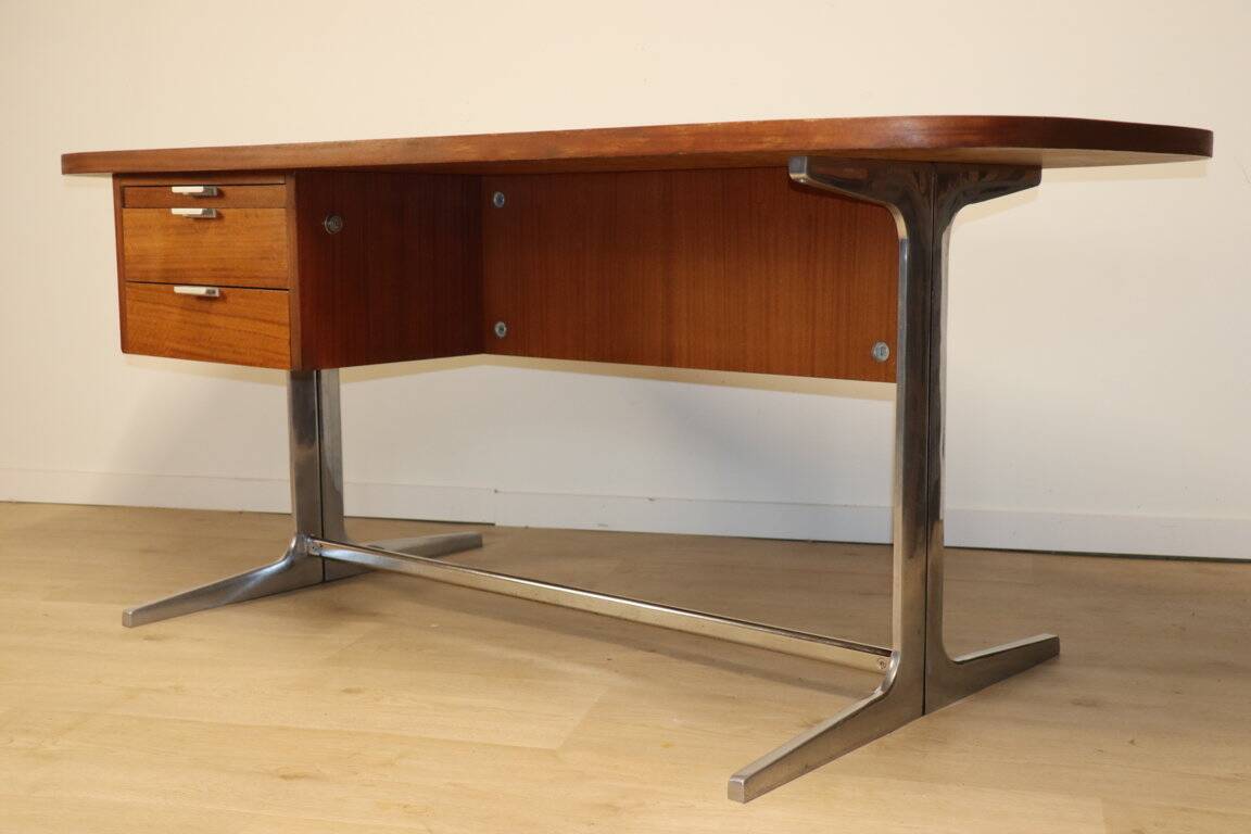 Vintage desk by George Nelson in wood and aluminum, 1960s