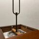 1950s Wood, Bronze & Opaline Glass Pendant Light