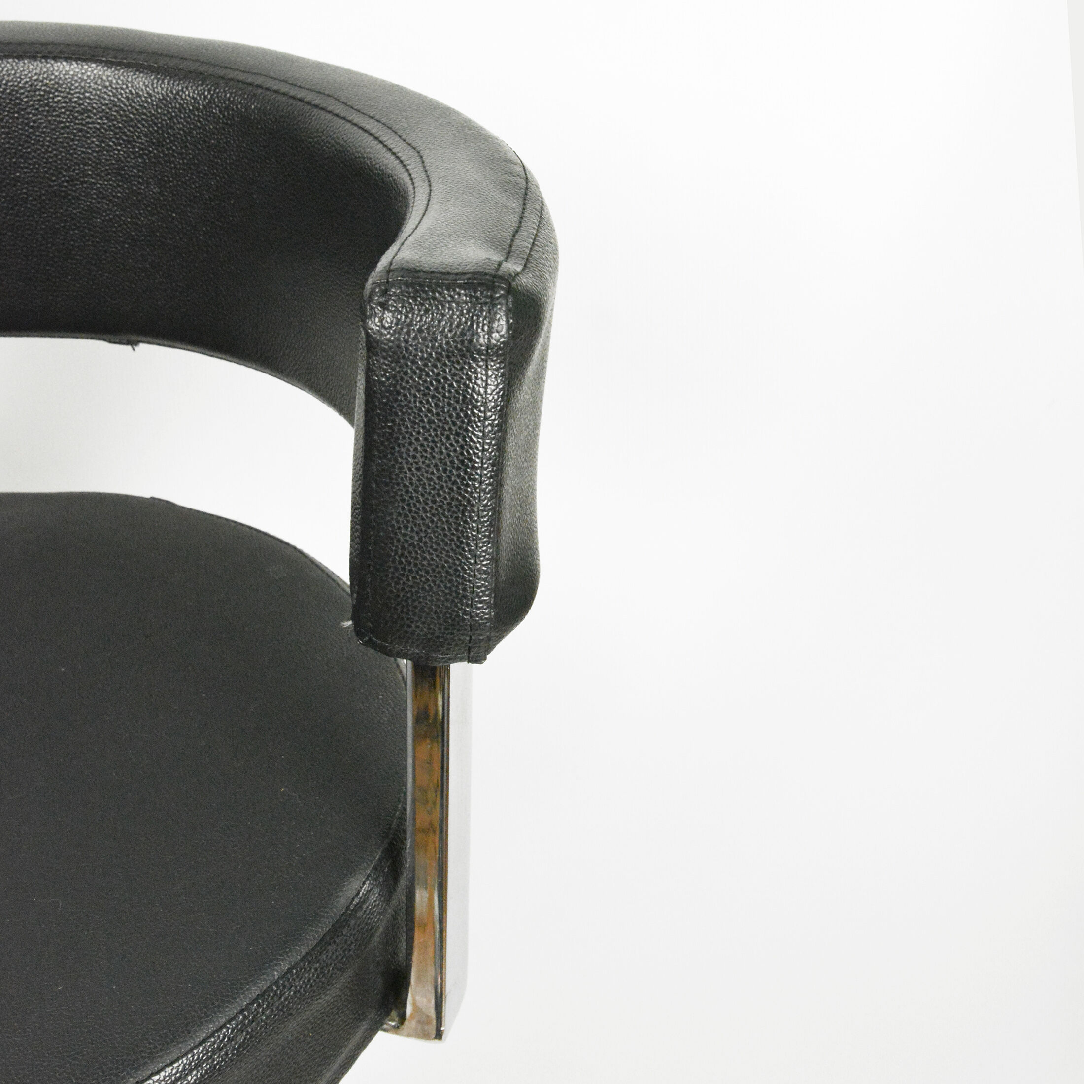 Bar stool black, eco-leather, Germany 90s