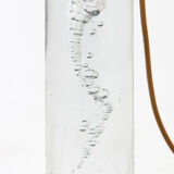 Daum France, Lampe cylindrique en verre bullé, circa 1975