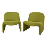 Giancarlo Piretti Alky Lounge Chairs in New Green Fabric, Set of 2