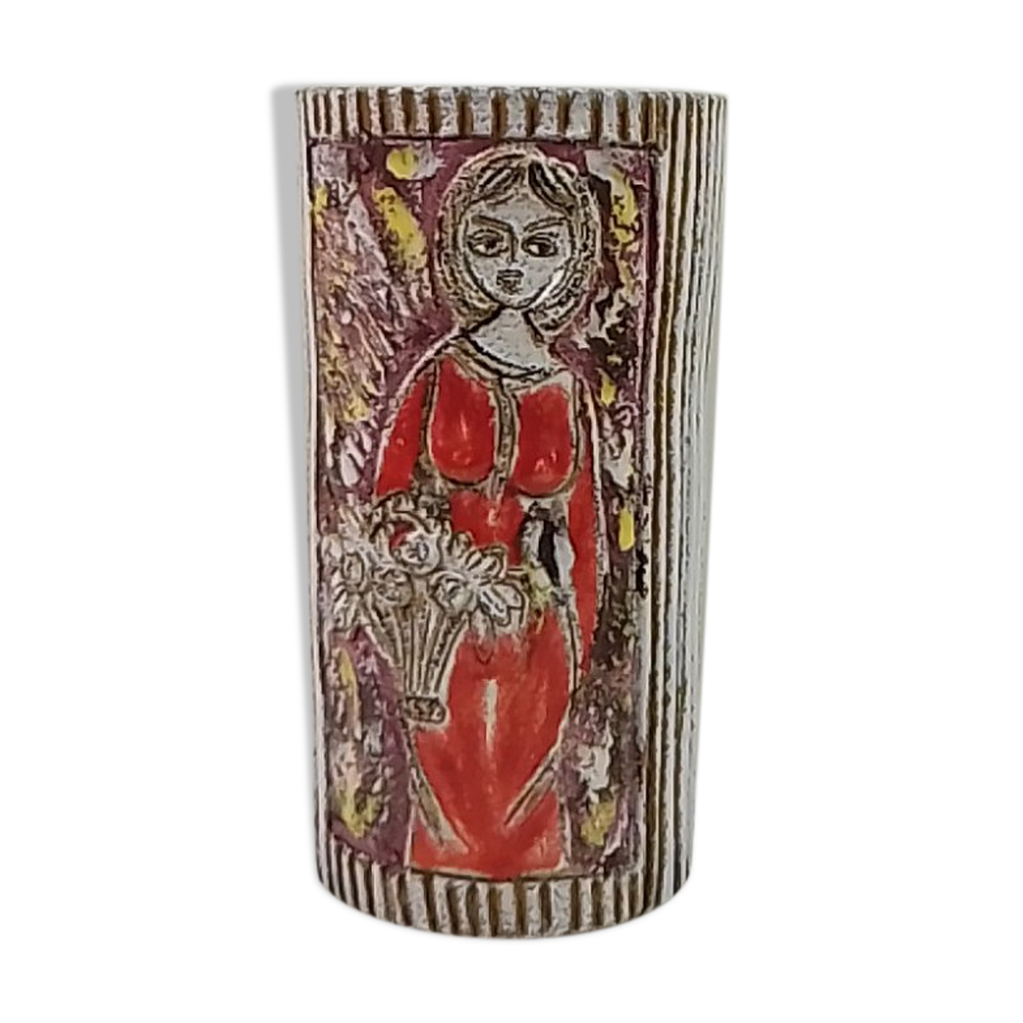 Women's deco vase in two-sided/reverse relief 30 cm
