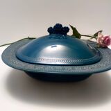 Blue Earthenware "Margherita" Centerpiece by Antonia Campi for Laveno, Italy