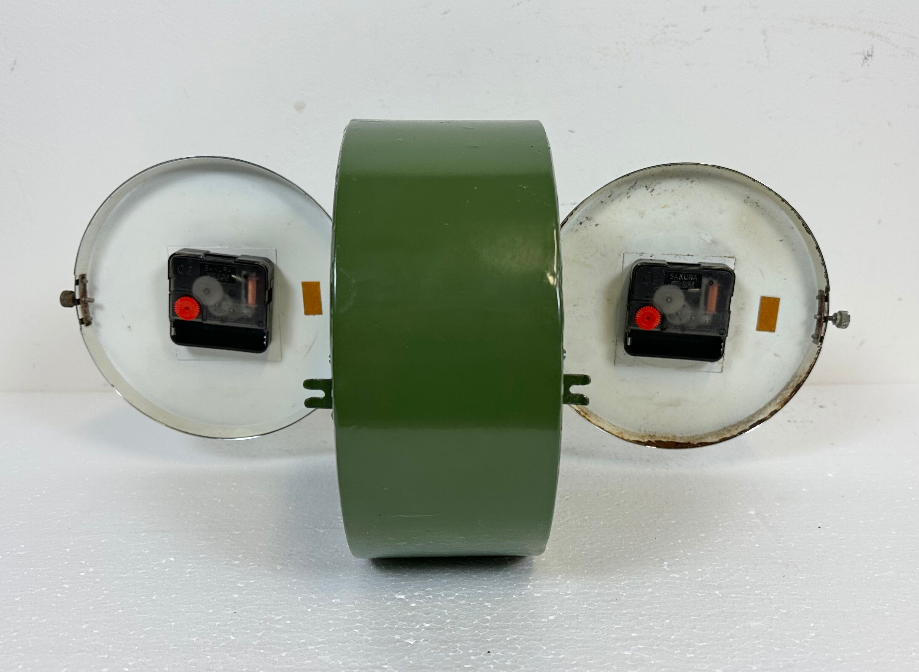 Vintage green citizen double-sided navy wall clock, 1980s