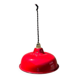 Industrial suspension in enamelled sheet metal, red and white bowl