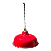 Industrial suspension in enamelled sheet metal, red and white bowl