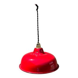 Industrial suspension in enamelled sheet metal, red and white bowl