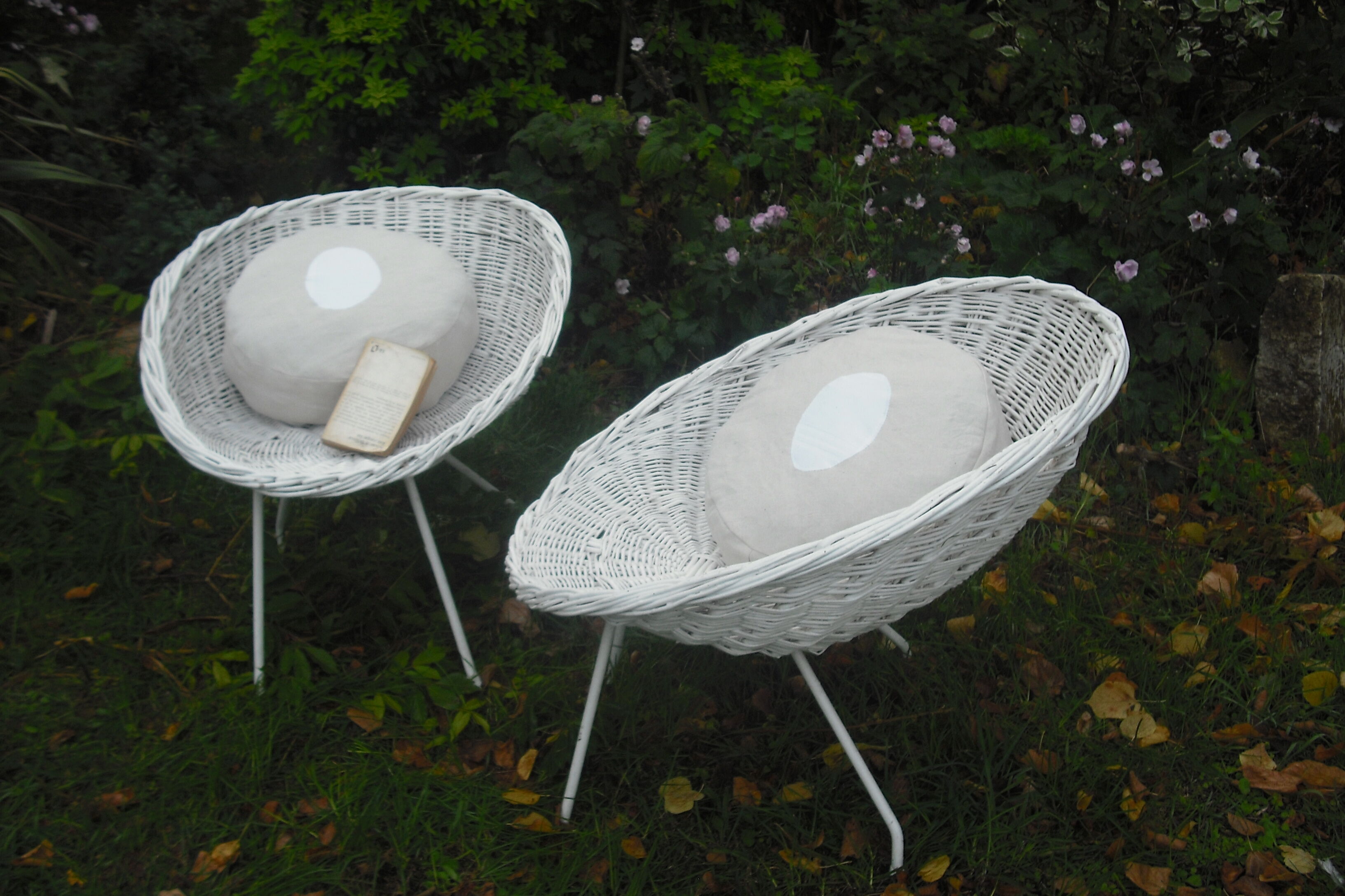 Pair of rattan basket chairs