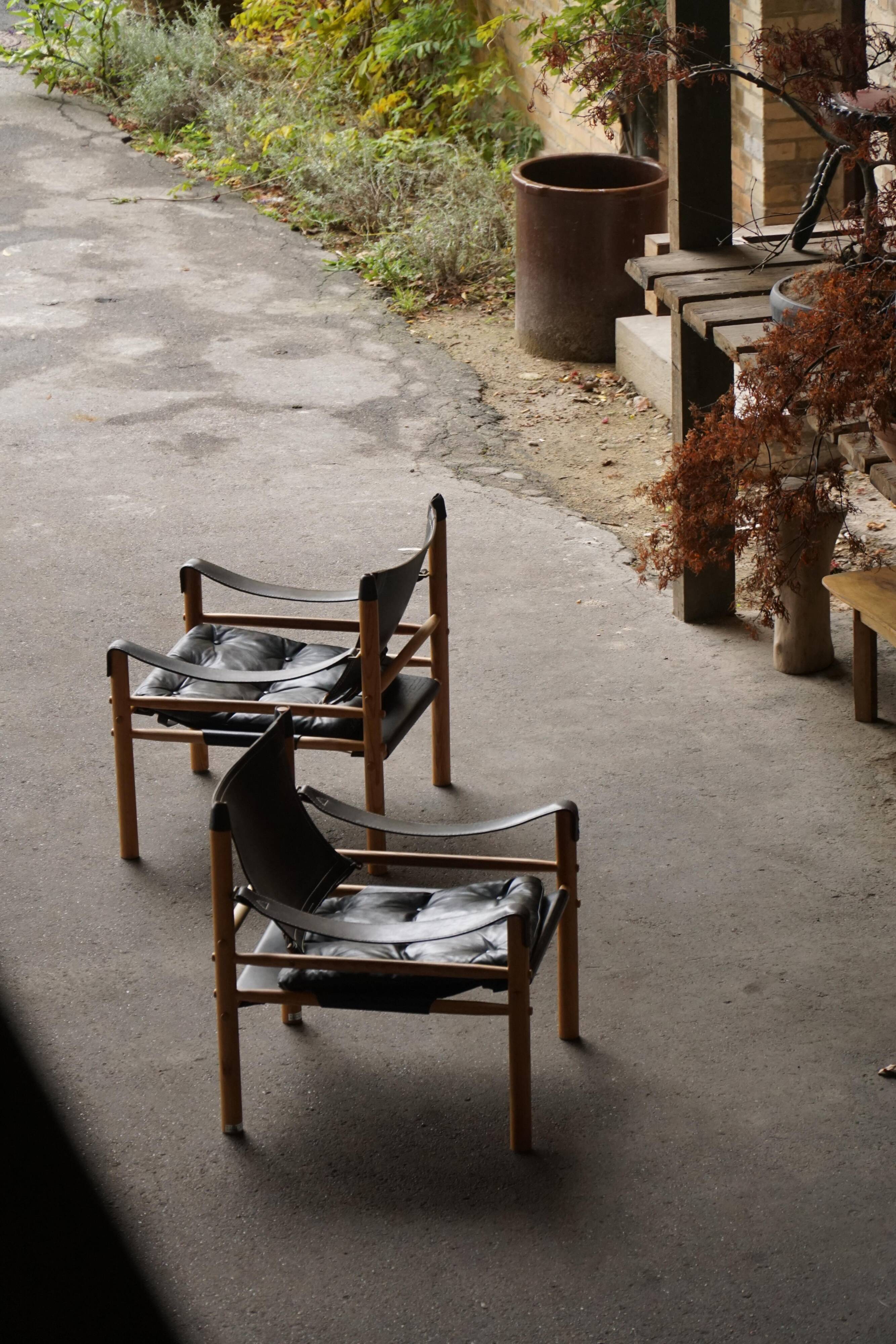 Set of Sirocco safari chairs by Arne Norell for Arne Norell AB, Sweden, 1960s.