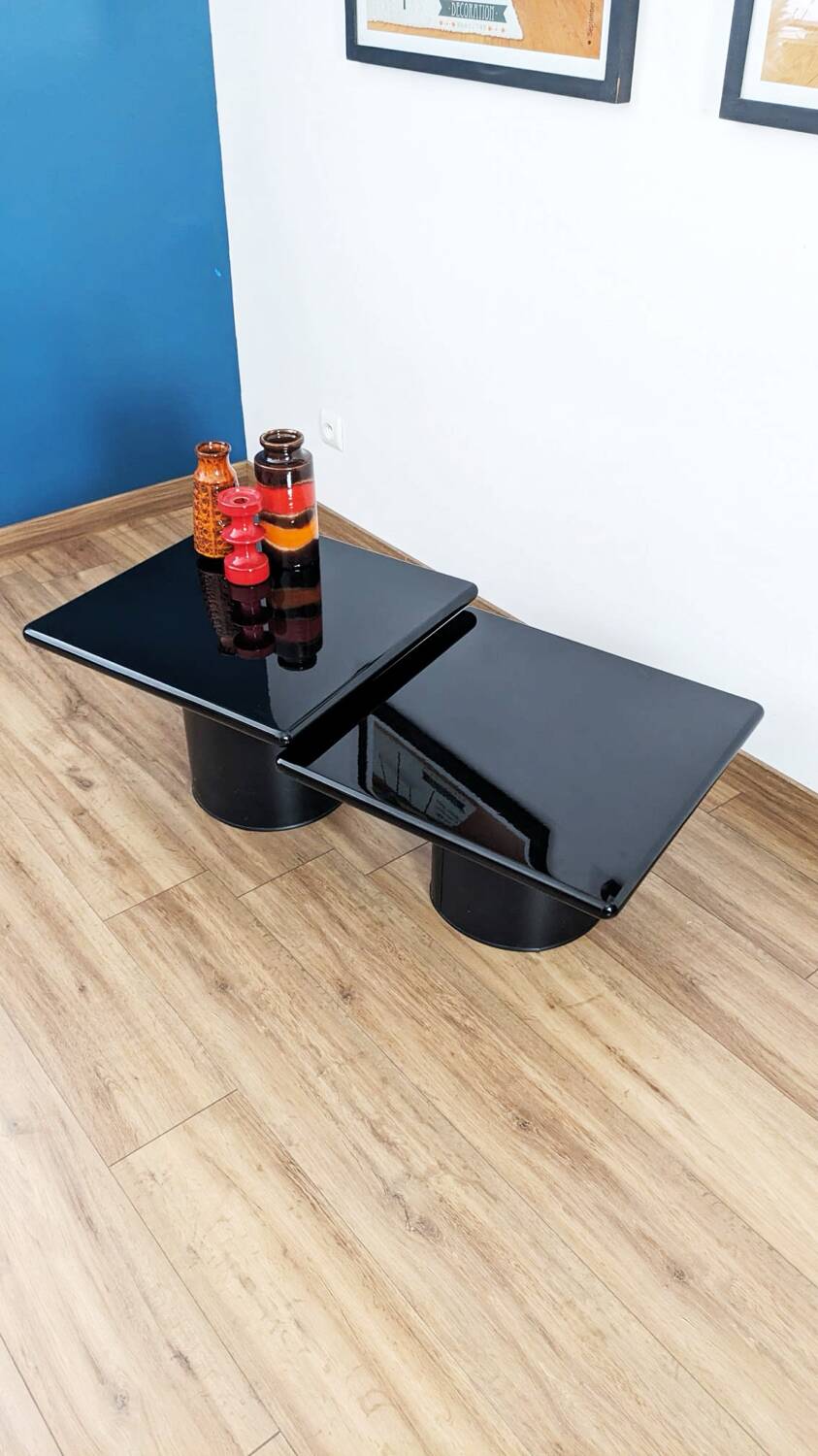Lot de 2 tables basses gigognes Cidue, années 70
